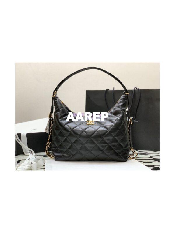 Replica Chanel Maxi Hobo Bag in Lambskin AS3488 Black 4