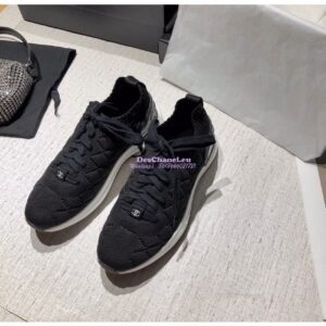 Replica Chanel Sneakers Mixed Fibres G35549 Black 2