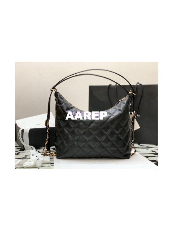 Replica Chanel Maxi Hobo Bag in Lambskin AS3488 Black 9