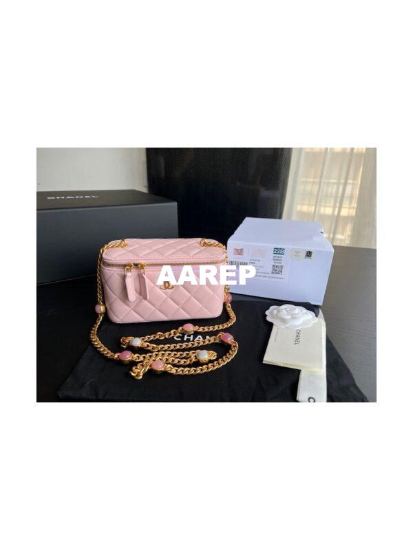 Replica Chanel Vanity With Resin Chain in Lambskin AP2937 Light Pink 3