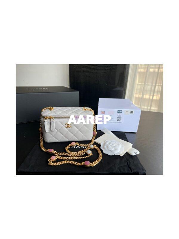 Replica Chanel Vanity With Resin Chain in Lambskin AP2937 Grey 3