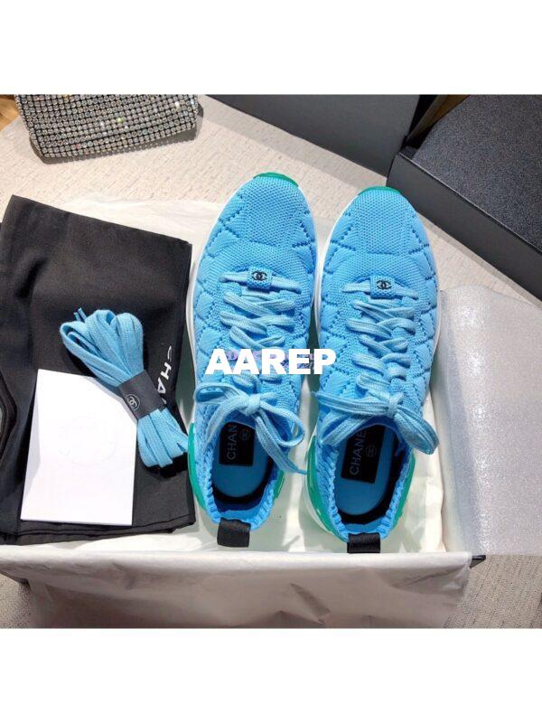 Replica Chanel Sneakers Mixed Fibres G35549 Sky Blue 6