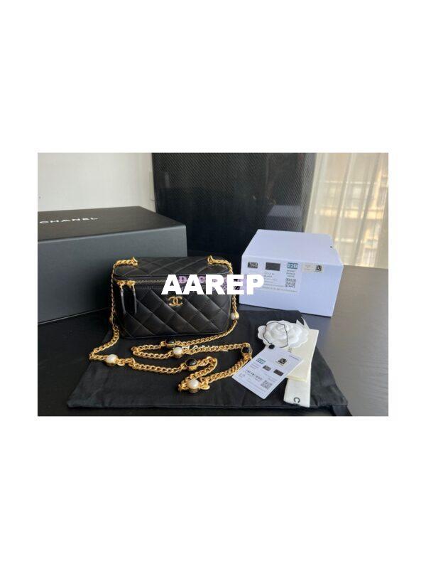 Replica Chanel Vanity With Resin Chain in Lambskin AP2937 Black