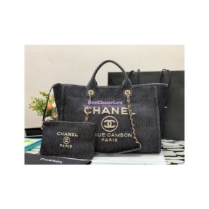 Replica Chanel Maxi Tote 2 in 1 Denim & Woolen Deauville Bag A93786 Denim Dark Blue