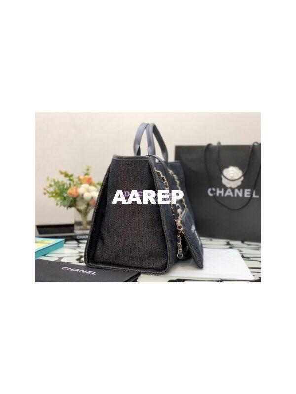 Replica Chanel Maxi Tote 2 in 1 Denim & Woolen Deauville Bag A93786 Denim Dark Blue 7