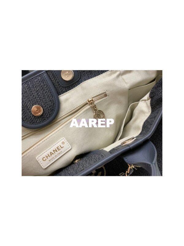 Replica Chanel Maxi Tote 2 in 1 Denim & Woolen Deauville Bag A93786 Denim Dark Blue 11