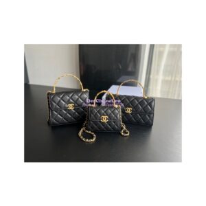 Replica Chanel Clutch With Chain in Lambskin with Enamel Handle AP2945 Black