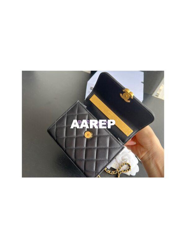 Replica Chanel Clutch With Chain in Lambskin with Enamel Handle AP2945 Black 10