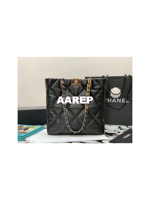 Replica Chanel 19 Shopping Bag Lambskin AS3519 Black