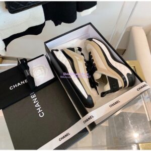 Replica Chanel Velvet Calfskin & Mixed Fibers Sneakers G35617 Beige 2