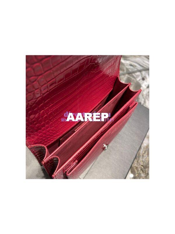 Replica YSL Saint Laurent Medium Sunset Monogram wine red crocodile embossed bag 11