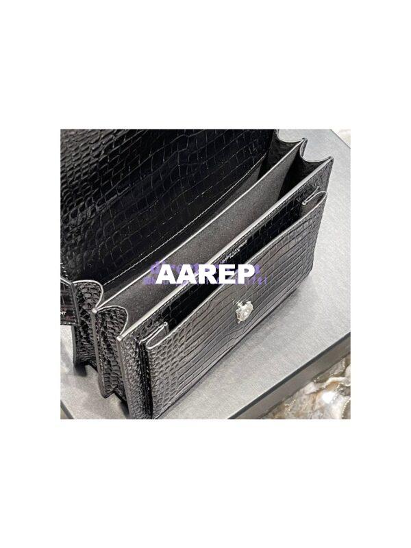Replica YSL Saint Laurent Medium Sunset Monogram black crocodile embossed bag 11