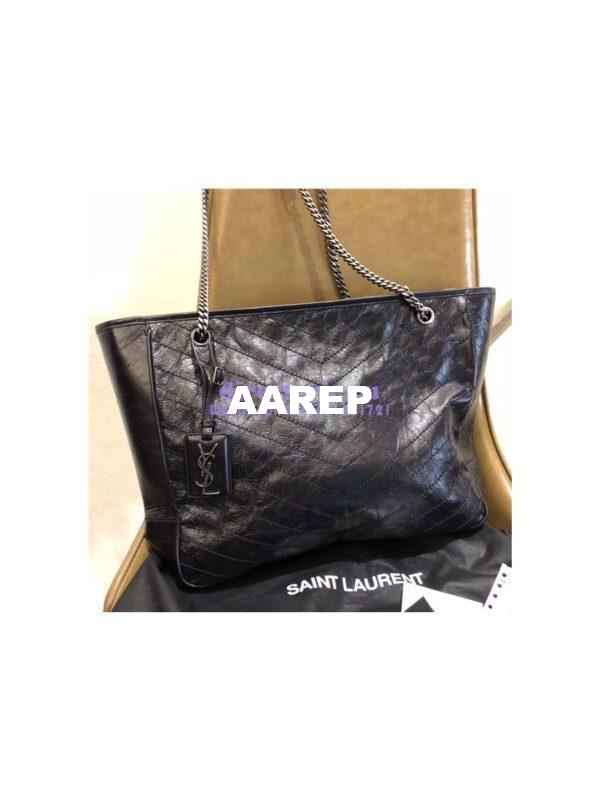 Replica YSL Saint Laurent Niki Large Black Vintage Leather Shopping Bag 5048670 4
