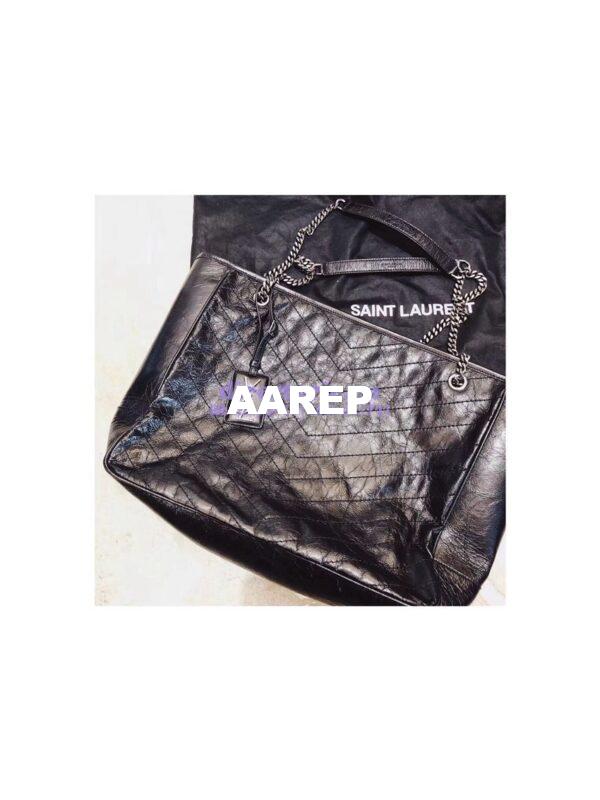 Replica YSL Saint Laurent Niki Large Black Vintage Leather Shopping Bag 5048670 5