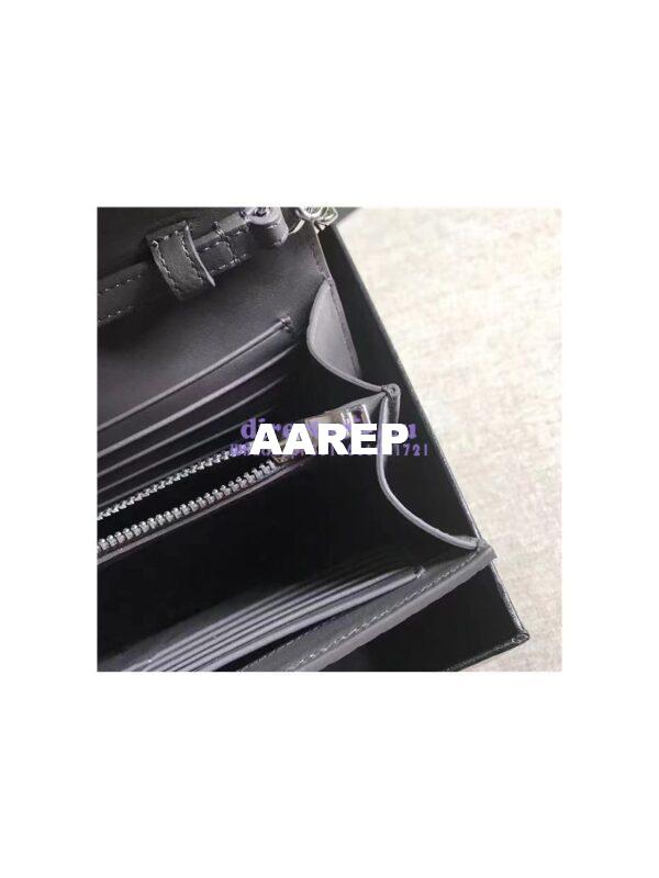 Replica YSL Monogram Saint Laurent Chain Wallet In Grey Crocodile Embossed Shiny Leather 442015 9
