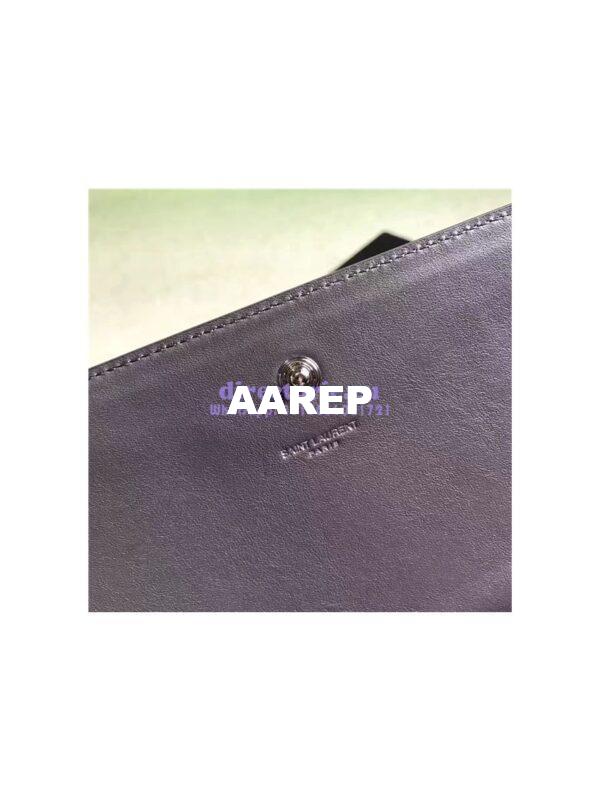 Replica YSL Monogram Saint Laurent Chain Wallet In Grey Crocodile Embossed Shiny Leather 442015 11