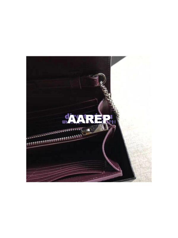 Replica YSL Monogram Saint Laurent Chain Wallet In Wine Red Crocodile Embossed Shiny Leather 442015 9
