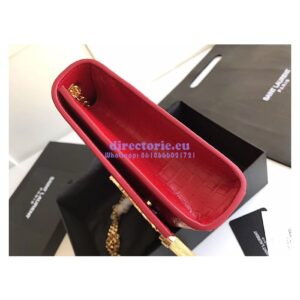 Replica YSL Classic Medium Kate Monogram Saint Laurent Tassel Satchel In Red Crocodile Embossed Shiny Leather 354119 in gold hardware 2
