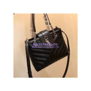 Replica YSL Saint Laurent Small Loulou Shopping Bag In Black “y” Quilted Leather 502717 2