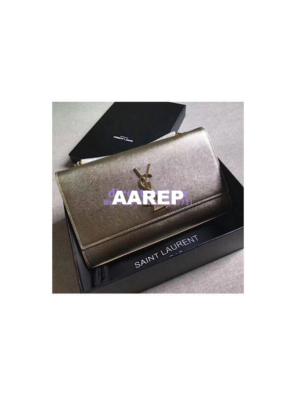 Replica YSL Saint Laurent Classic Medium Kate Satchel In Grained De Poudre Textured Leather Champagne 5
