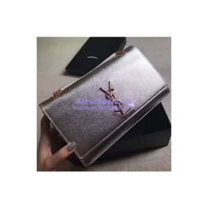 Replica YSL Saint Laurent Classic Medium Kate Satchel In Grained De Poudre Textured Leather Pale Gold 2