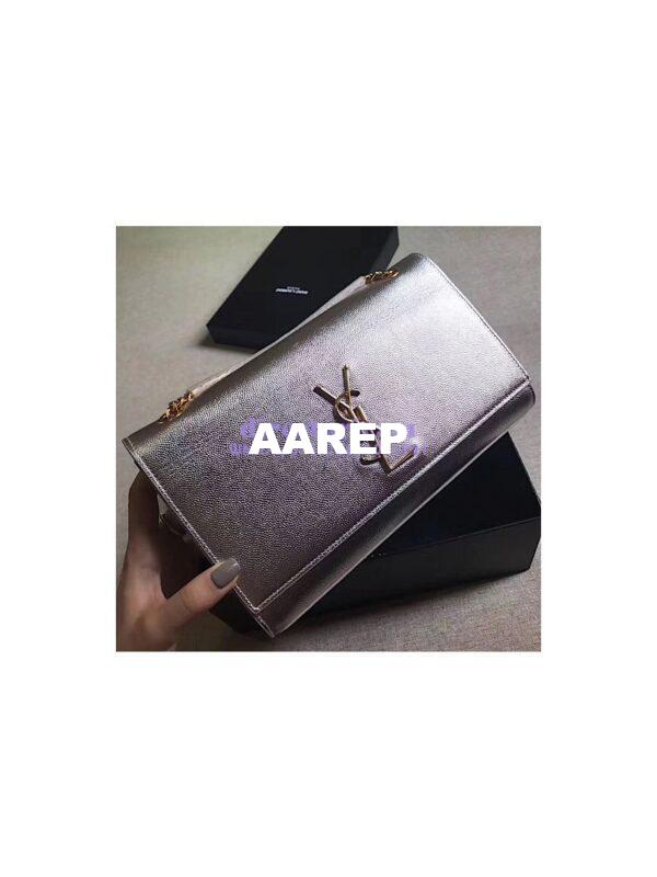 Replica YSL Saint Laurent Classic Medium Kate Satchel In Grained De Poudre Textured Leather Pale Gold 4
