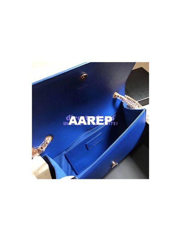 Replica YSL Saint Laurent Classic Medium Kate Satchel In Grained De Poudre Textured Leather Blue 8