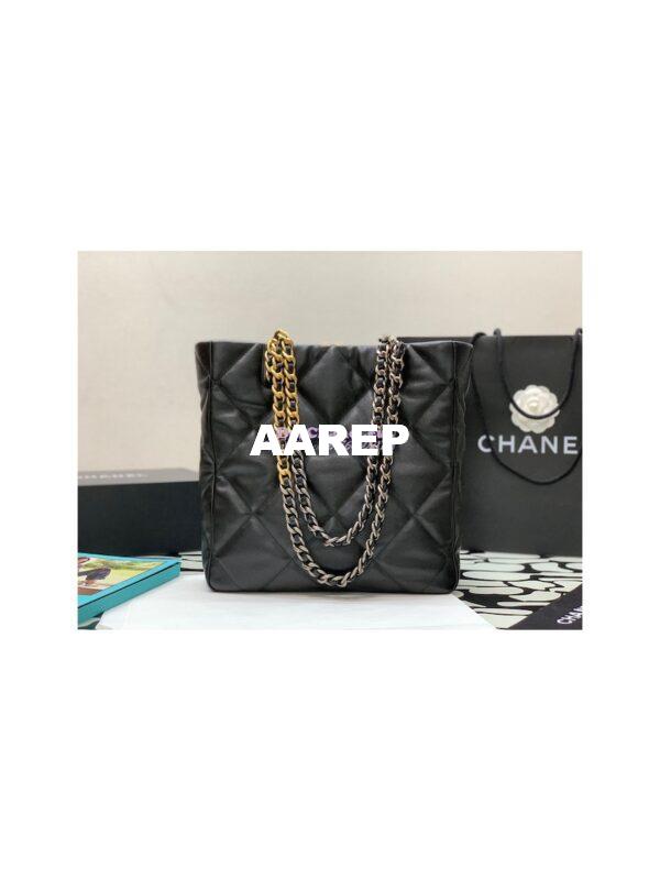 Replica Chanel 19 Shopping Bag Lambskin AS3519 Black 6