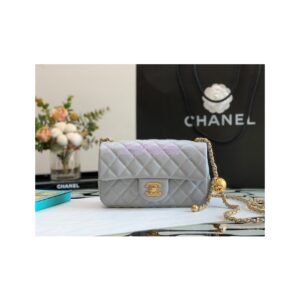 Replica Chanel Lambskin Charm Strap Flap Bag AS1787 Grey