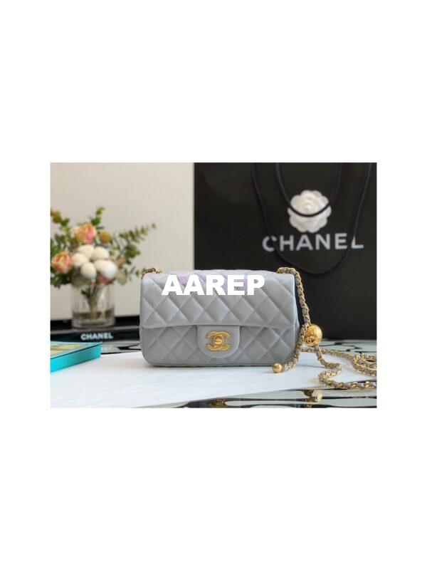 Replica Chanel Lambskin Charm Strap Flap Bag AS1787 Grey