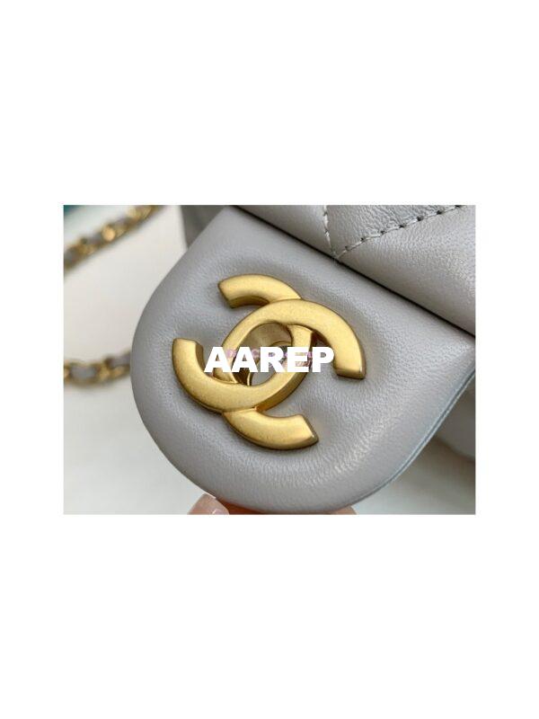 Replica Chanel Lambskin Charm Strap Flap Bag AS1787 Grey 5