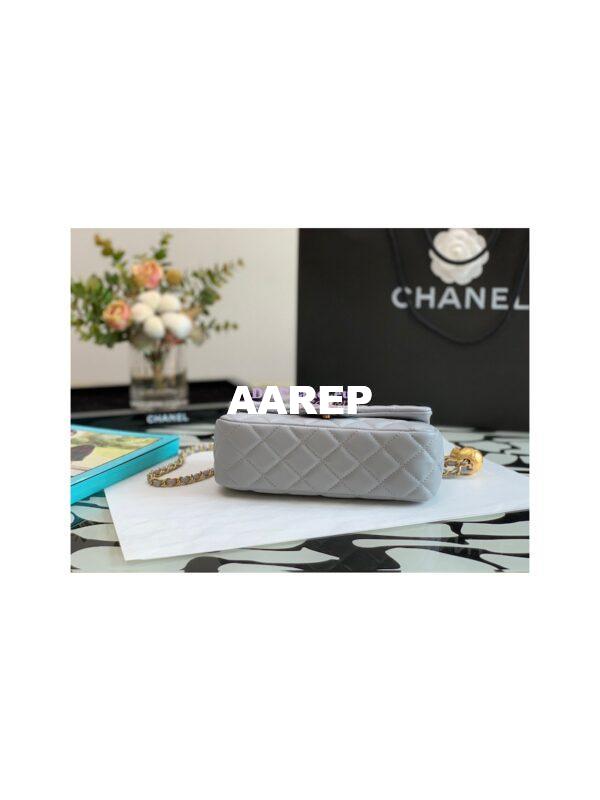 Replica Chanel Lambskin Charm Strap Flap Bag AS1787 Grey 6