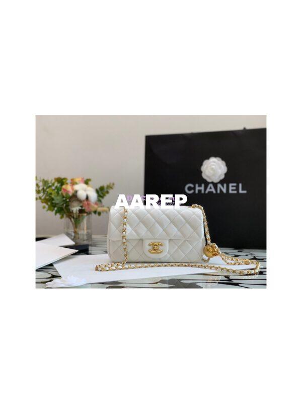 Replica Chanel Lambskin Charm Strap Flap Bag AS1787 White 3