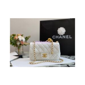 Replica Chanel Lambskin Charm Strap Flap Bag AS1787 White 2