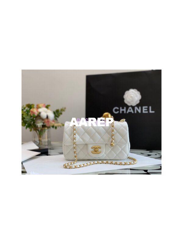 Replica Chanel Lambskin Charm Strap Flap Bag AS1787 White 4