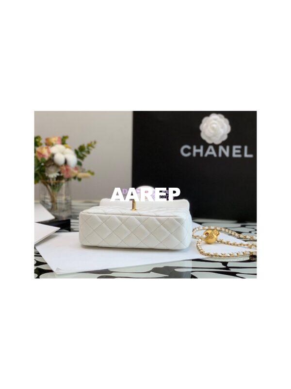 Replica Chanel Lambskin Charm Strap Flap Bag AS1787 White 7