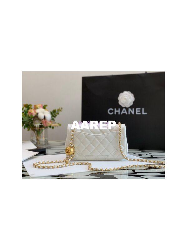 Replica Chanel Lambskin Charm Strap Flap Bag AS1787 White 8