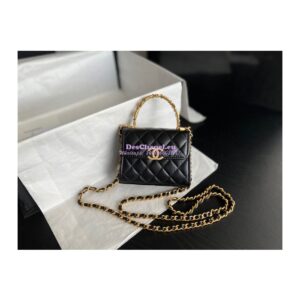 Replica Chanel Clutch With Chain in Lambskin with Enamel Handle AP2944 Black 2