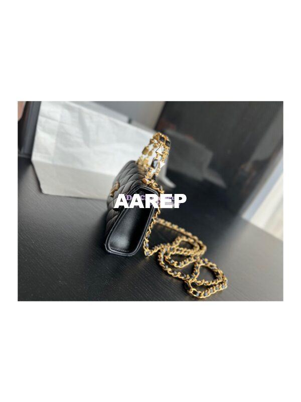 Replica Chanel Clutch With Chain in Lambskin with Enamel Handle AP2944 Black 7