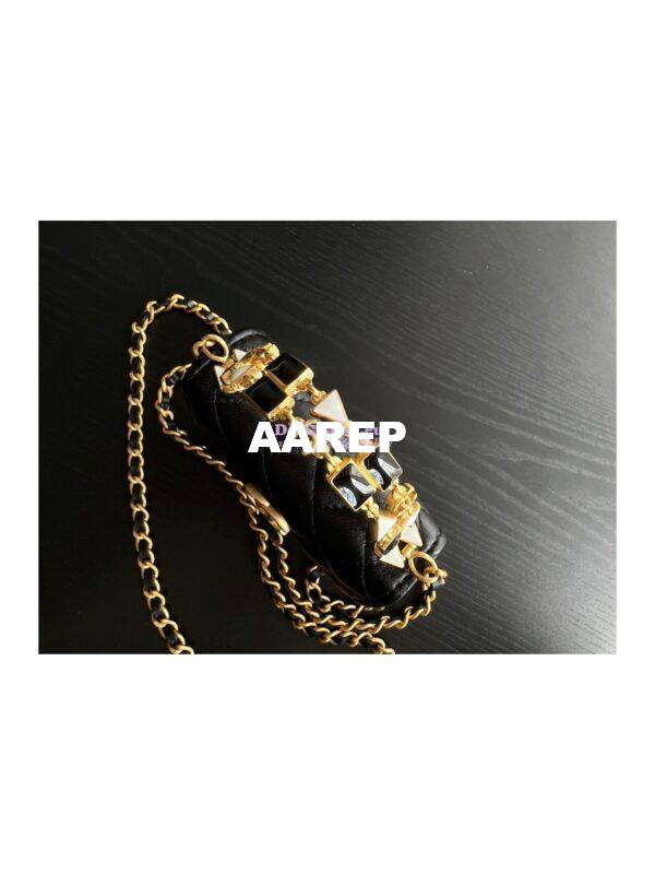 Replica Chanel Clutch With Chain in Lambskin with Enamel Handle AP2944 Black 8