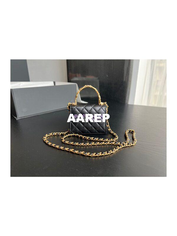 Replica Chanel Clutch With Chain in Lambskin with Enamel Handle AP2944 Black 9