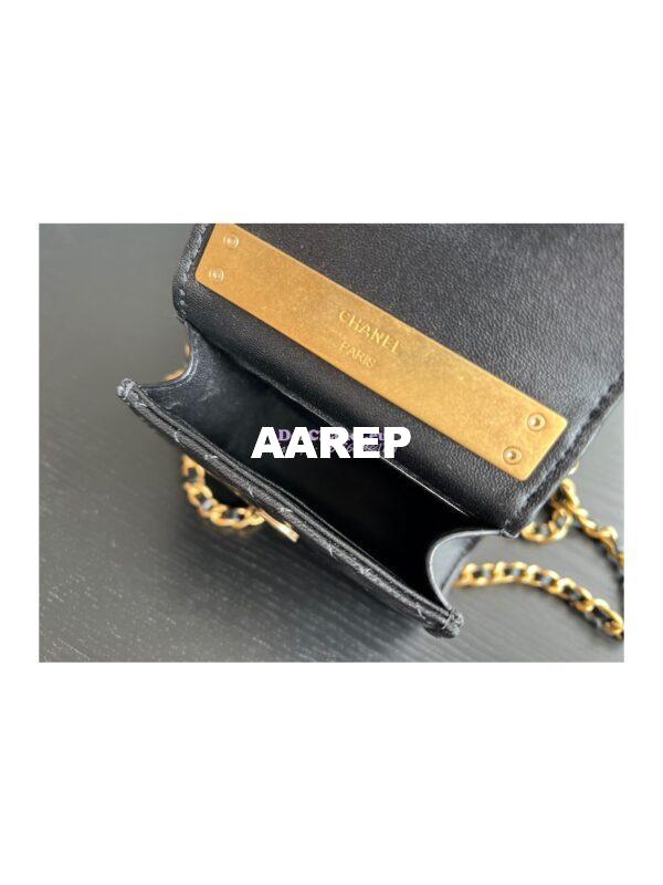 Replica Chanel Clutch With Chain in Lambskin with Enamel Handle AP2944 Black 11