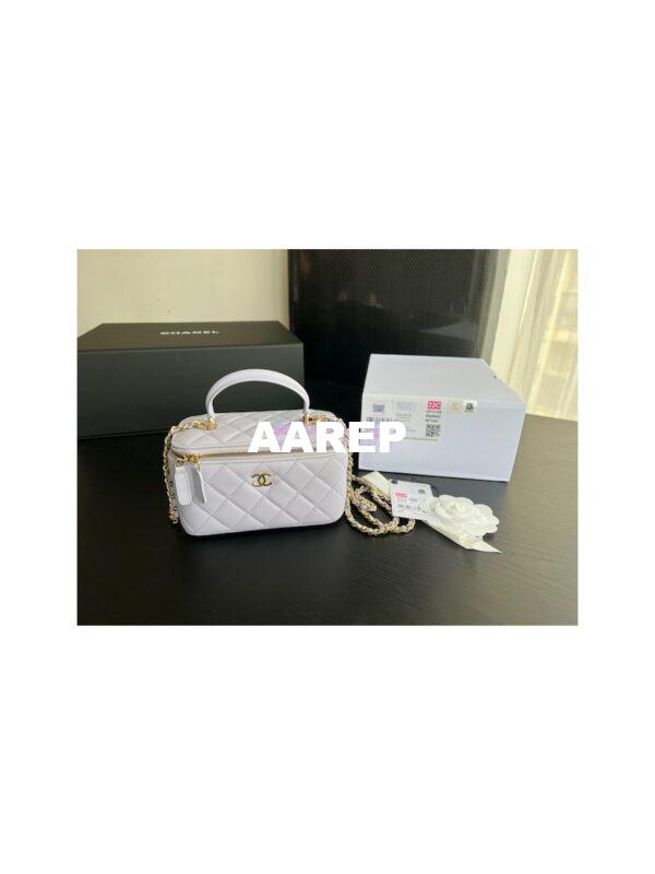 Replica Chanel New 22A Lambskin Vanity With Chain and Top Handle AP2199 Light Purple