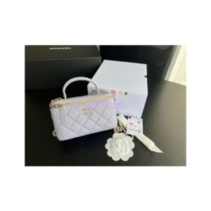 Replica Chanel New 22A Lambskin Vanity With Chain and Top Handle AP2199 Light Purple 2
