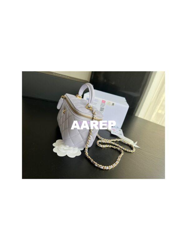 Replica Chanel New 22A Lambskin Vanity With Chain and Top Handle AP2199 Light Purple 5