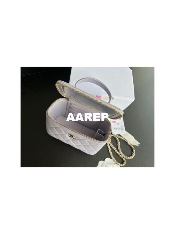 Replica Chanel New 22A Lambskin Vanity With Chain and Top Handle AP2199 Light Purple 7