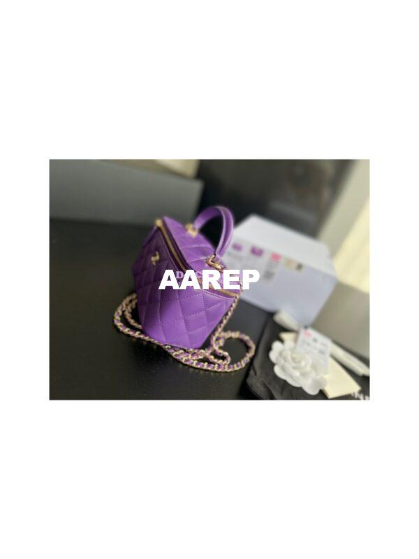Replica Chanel New 22A Lambskin Vanity With Chain and Top Handle AP2199 Purple 6