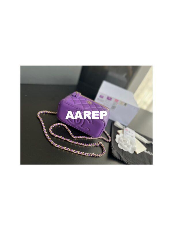 Replica Chanel New 22A Lambskin Vanity With Chain and Top Handle AP2199 Purple 8