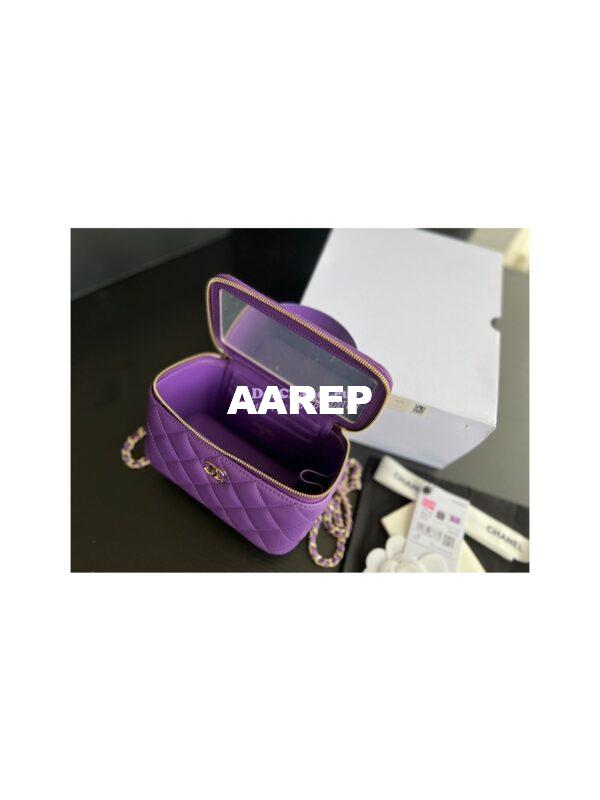 Replica Chanel New 22A Lambskin Vanity With Chain and Top Handle AP2199 Purple 10