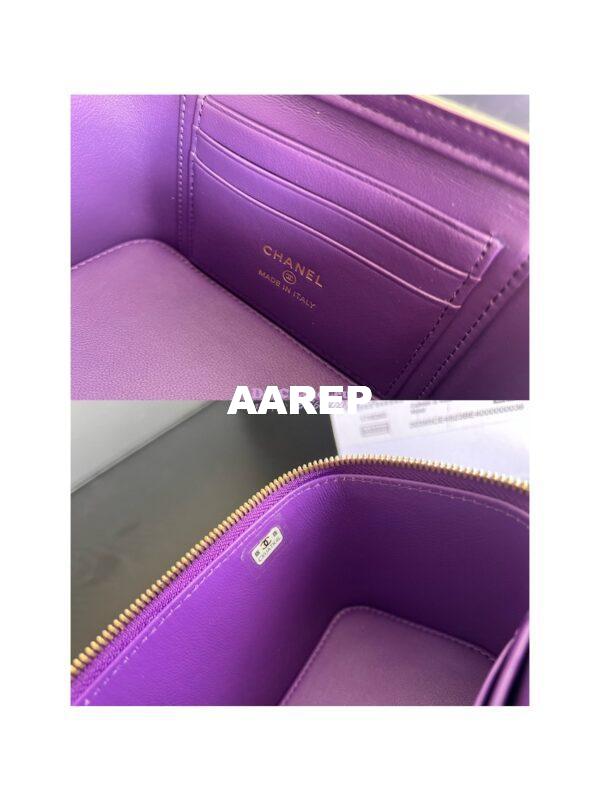 Replica Chanel New 22A Lambskin Vanity With Chain and Top Handle AP2199 Purple 11